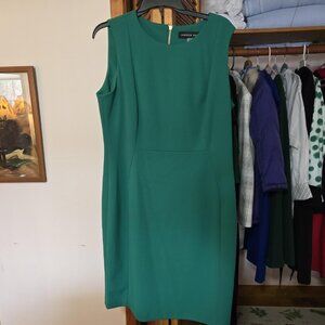 Andrew Marc Green Sleeveless Sheath Dress Size 16 Career Professional